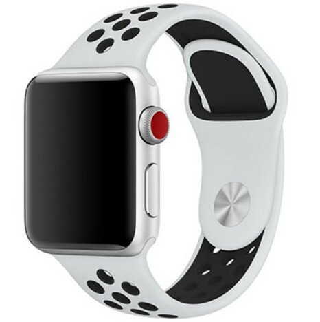 Curea iUni compatibila cu Apple Watch 1/2/3/4/5/6/7, 40mm, Silicon Sport, Alb/Negru